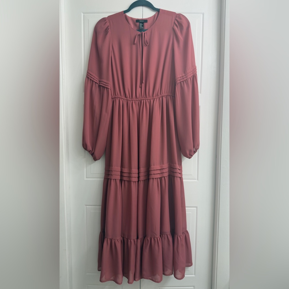 Forever 21 Dusty Rose Tie-Neck Blouse